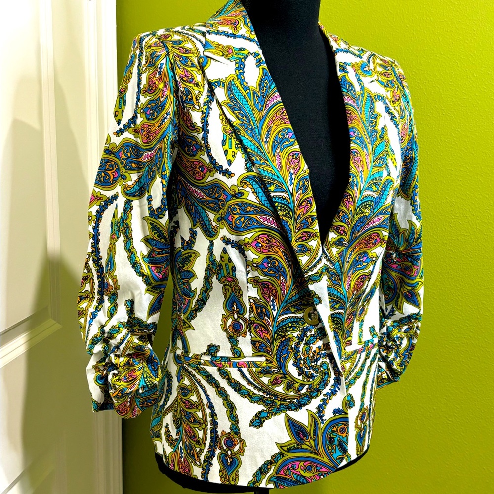 New York Collection Colorful Paisley Blazer Size Small - Picture 3 of 10